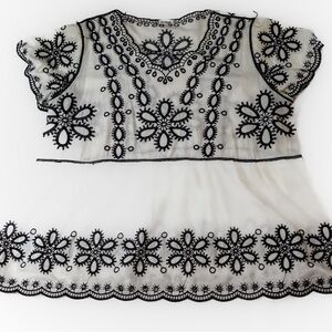 Chic Black Embroidered Sheer Top